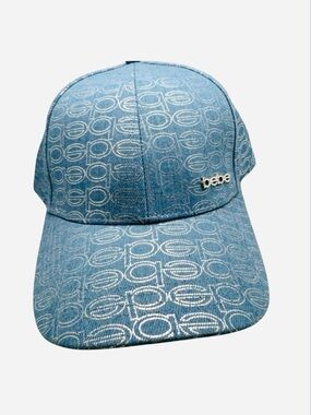 bebe Denim Monogram “Bling” Baseball Cap - Light Blue